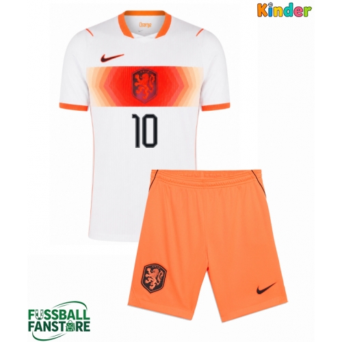 Niederlande Memphis Depay #10 Replik Auswärtstrikot Kinder WM 2026 Kurzarm (+ Kurze Hosen)